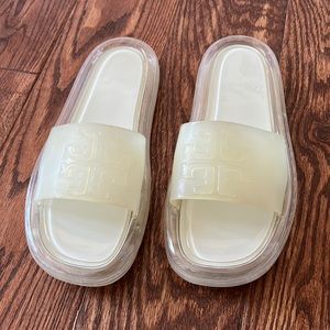 Tory Burch Clear and Cream Sandals